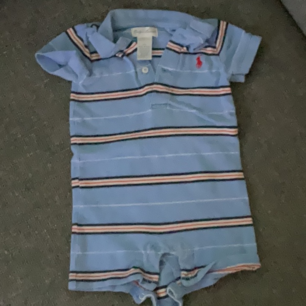 Ralph Lauren Blue Striped Baby Romper